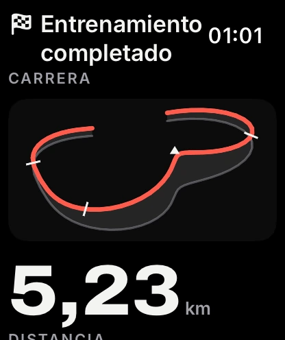 Resumen del entrenamiento con trazado en el Apple Watch