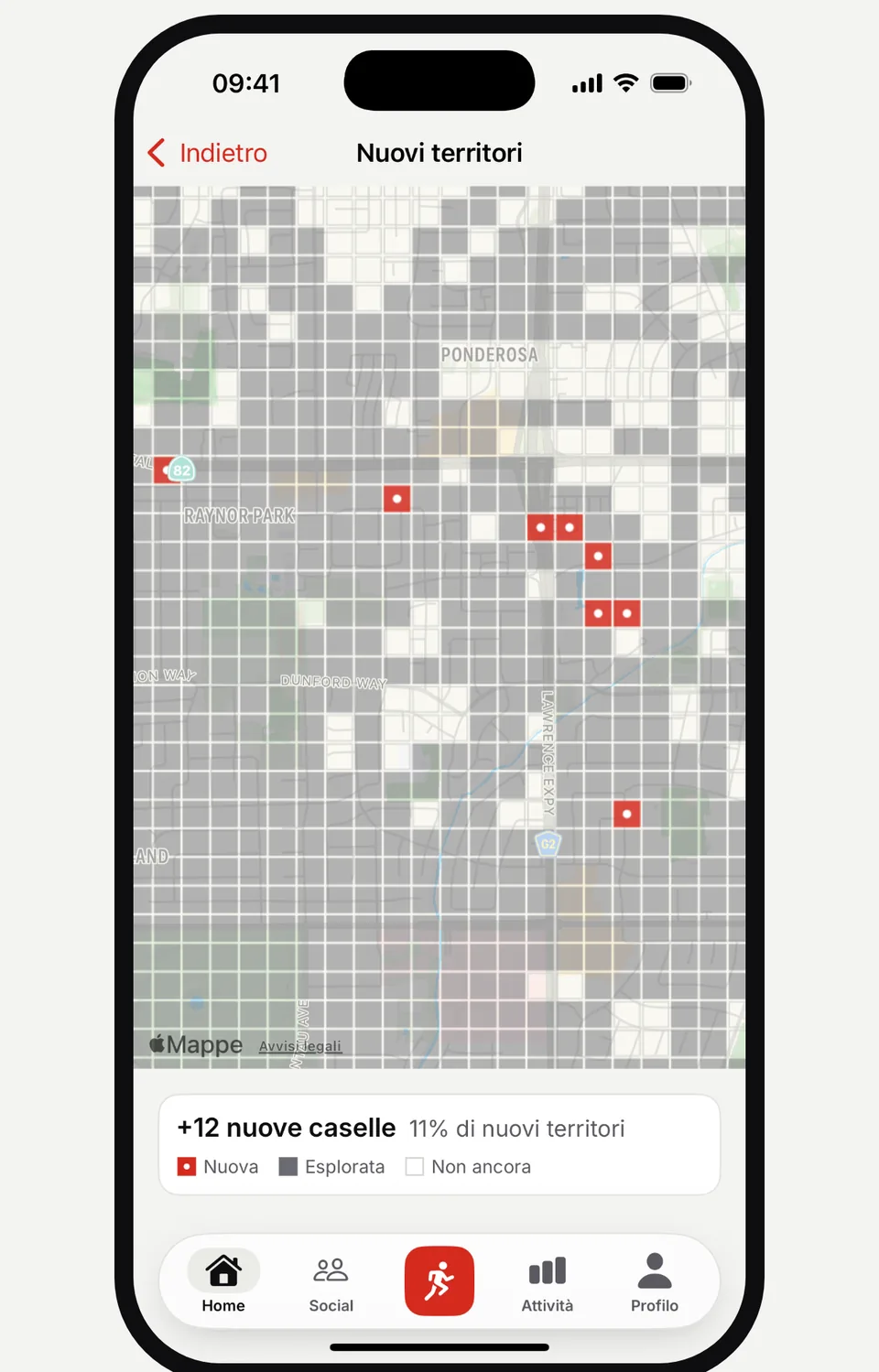 Mappa Nuovi territori di Runvia con le nuove caselle evidenziate in rosso