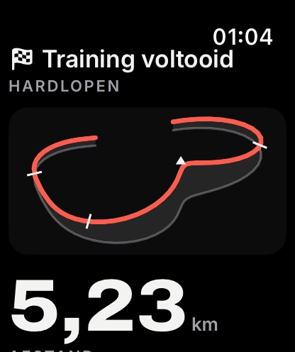 Trainingsoverzicht met spoor op Apple Watch