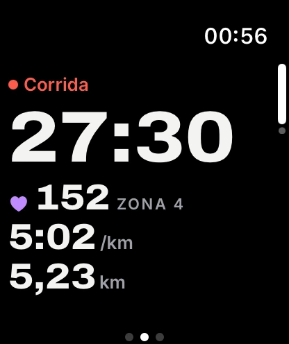 Corrida em andamento no Apple Watch